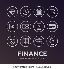 Finance thin icons. Finance icons line style vector