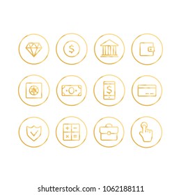 Finance thin icons. Finance icons line style vector