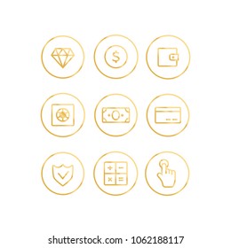 Finance thin icons. Finance icons line style vector