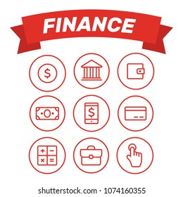 Finance thin icons. Finance icons line style vector