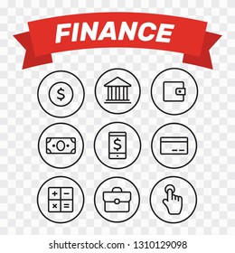Finance thin icons. Finance icons line style vector