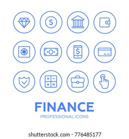 Finance thin icons. Finance icons line style vector