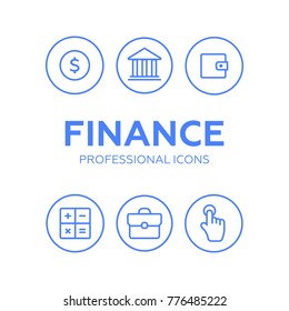 Finance thin icons. Finance icons line style vector