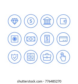 Finance thin icons. Finance icons line style vector