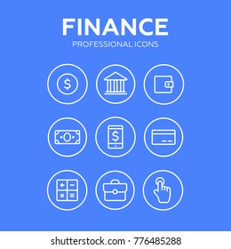 Finance thin icons. Finance icons line style vector