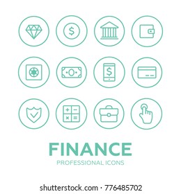 Finance thin icons. Finance icons line style vector