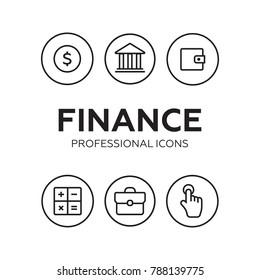 Finance thin icons. Finance icons line style vector