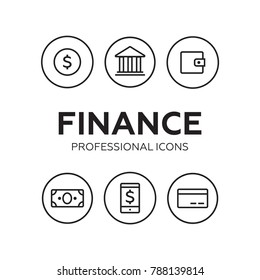 Finance thin icons. Finance icons line style vector