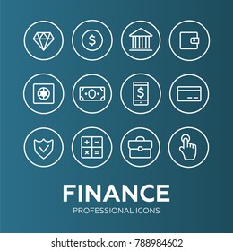 Finance thin icons. Finance icons line style vector
