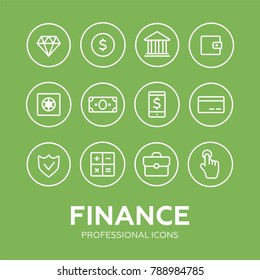Finance thin icons. Finance icons line style vector