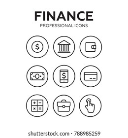 Finance thin icons. Finance icons line style vector