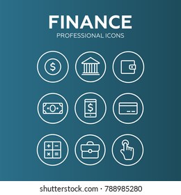 Finance thin icons. Finance icons line style vector