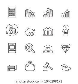 finance thin line icon set 3, vector eps10.