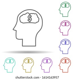 Finance, thoughts, money in multi color style icon. Simple thin line, outline vector of finance icons for ui and ux, website or mobile application