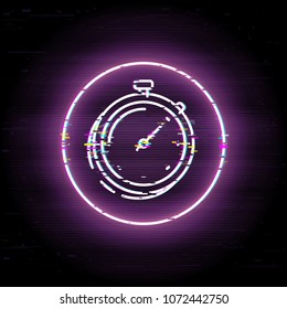 Finance Timemanagement Glitched Icon, Business Clocks Vector Art, Glitch Digital Turnaround Time Illustration