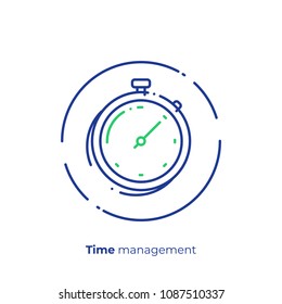 Finance timemanagement line art icon, business clocks vector art, outline digital turnaround time illustration