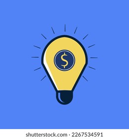 finance tips money bulb with dollar sign. Isolated Premium Vector illustration
