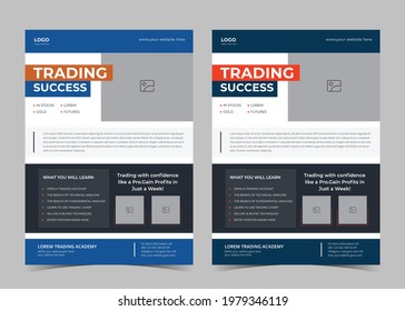 Finance trading flyer template. Trading network leaflet design. Investment service poster template