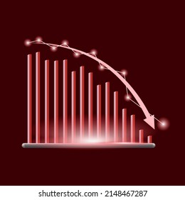 Finance trend recession. Decreasing economy trade business graph.