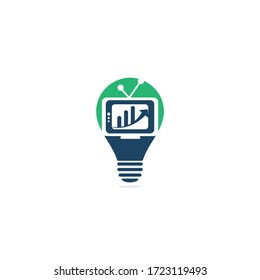 Finance TV bulb shape concept Logo Design Template. Tv chart logo Design Vector illustration. Graph and tv logo combination.