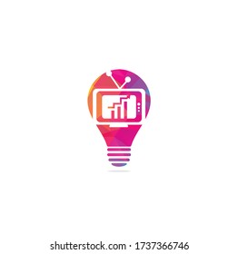 Finance TV bulb shape concept Logo Design Template. Tv chart logo Design Vector illustration. 