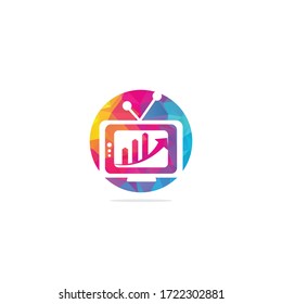Finance TV Logo Design Template. Tv chart logo Design Vector illustration. Graph and tv logo combination.