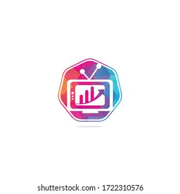 Finance TV Logo Design Template. Tv chart logo Design Vector illustration. Graph and tv logo combination.