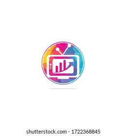 Finance TV Logo Design Template. Tv chart logo Design Vector illustration. Graph and tv logo combination.