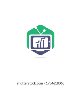 Design-Vorlage für TV-Logos. TV Diagramm Logo Design Vector Abbildung. Grafik und TV Logo Kombination.