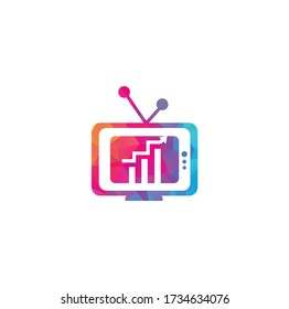 Finance TV Logo Design Template. Tv chart logo Design Vector illustration. Graph and tv logo combination.