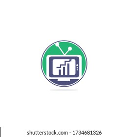 Design-Vorlage für TV-Logos. TV Diagramm Logo Design Vector Abbildung. Grafik und TV Logo Kombination.