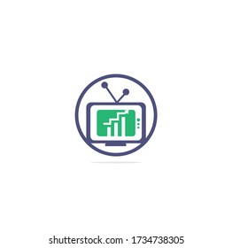 Design-Vorlage für TV-Logos. TV Diagramm Logo Design Vector Abbildung. Grafik und TV Logo Kombination.