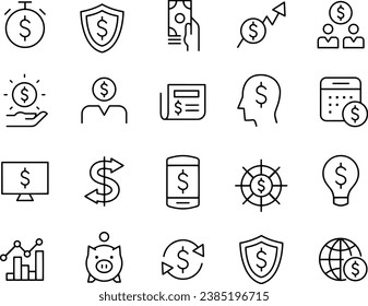 banco de iconos de diseño de vector de financiación