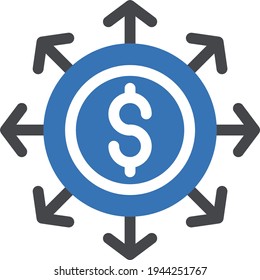 icono de color de glifo vector de financiación