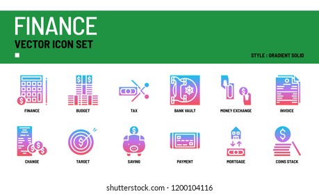 Finance vector icon set.