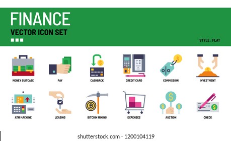 Finance vector icon set.
