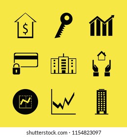finance vector icons set. with credit card lock, dollar, graph and growing graph in set