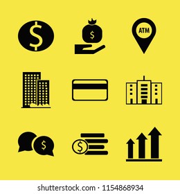 finance vector icons set. with credit card, dollar coins, growing graph and dollar coin in set