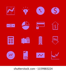 finance vector icons set. with graph, dollar coin, credit card lock and pie chart in set