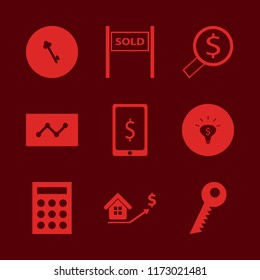 finance vector icons set. with real estate prices growth, money ideas, sold house and statistics in set