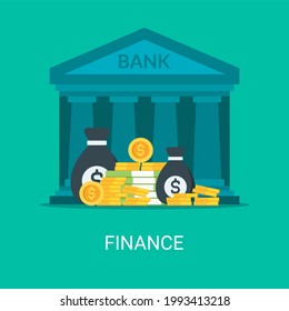 Finance vector illustration background in flat style. Suitable for web banners, social media, postcard, presentation and many more.