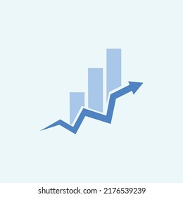 Finance. Vector illustration of Bar Graph Chart Indicating going up or profit