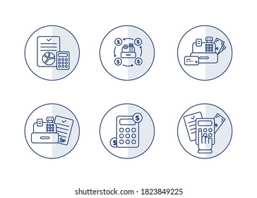 Finance. Vector illustration set of icons of settlement operations, accounting