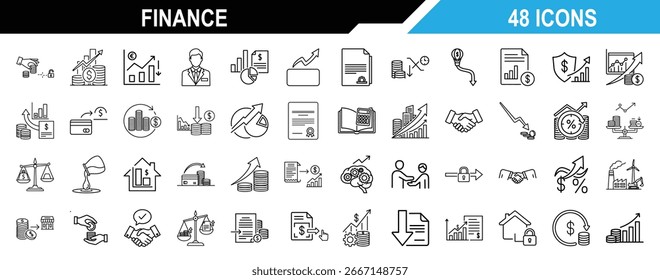 conjunto de ícones de arte da linha do vetor financeiro