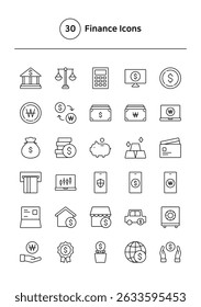 Finance vector line icons set.