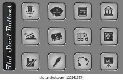 Finance vector web icons on the flat steel buttons