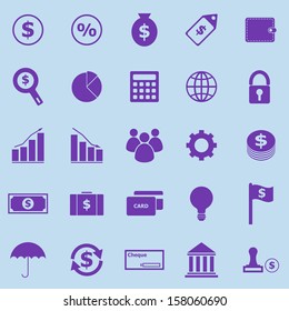 Finance violet icons on blue background, stock vector