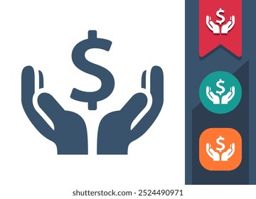 Finanças, Riqueza, Ícone Doação. Profissional, ícone pixel perfeito. Formato EPS 10.