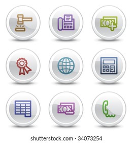 Financiar iconos de color web conjunto 2, serie de botones de círculo blanco
