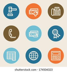 Juego de iconos web de finanzas 2, botones de círculo de color